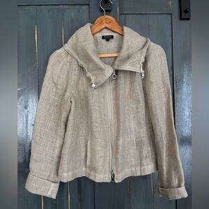 WORTH New York Beige zip up LINEN lite Jacket sz 2